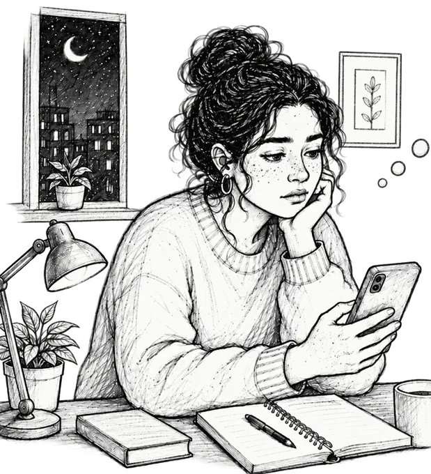 A person checking a message on their phone